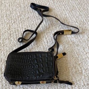 Small croco embossed leather bag
